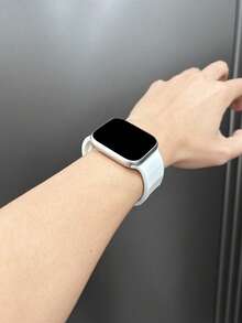 1条运动硅胶表带，兼容 42mm、38mm、40mm、41mm、44mm、45mm、46mm、49mm，时尚智能手表替换表带，适用于Series Ultra2、Ultra SE2、SE 11、10、9、8、7、6、5、4、3、2、1，男女通用 - 白色 - 查看 3