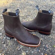 Botin Vaquero De Piel Choco Grizzly Suela Para Hombre Bota De Piel Negro Cowboy  Playa Boda Fiesta Exterior Botas De Cuero - Marrón Chocolate - Ver 6