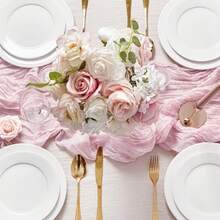 Cheesecloth Bali Boho Farmhouse Table Runner, Gauze Cheesecloth Table Cloth For Wedding Party Bride Spring Home Decor - Multicolor - View 4