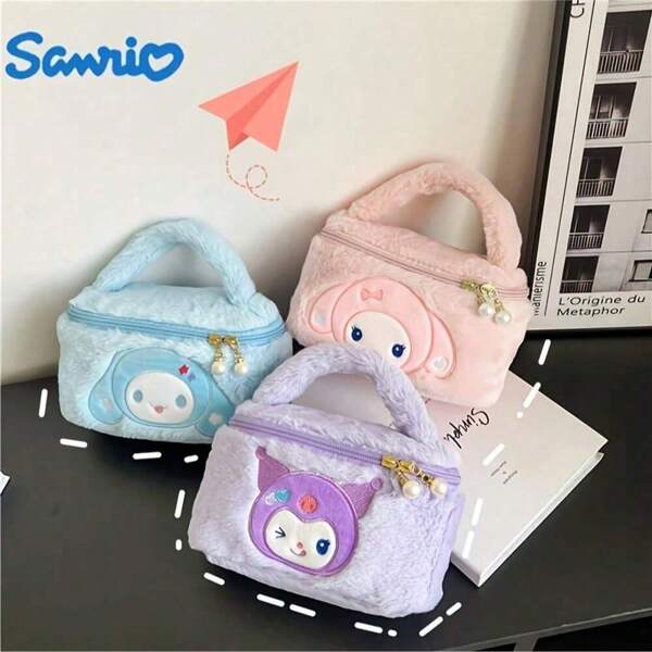Sanrio Sanrio Reise Make-up Tasche, Sanrio Kuromi My Melody Tasche für Frauen mit großer Kapazität, Geschenk für Weihnachten/Thanksgiving/Geburtstag/Valentinstag Party Favors, Reiseaccessoires Urlaub Sommer Ferien Schulanfang Schulsachen Tasche für Schule Kulturbeutel Reise