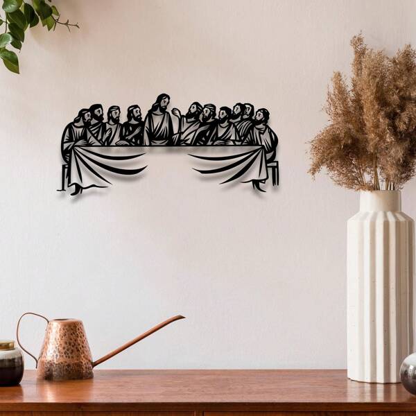 1pc, Jesus The Last Supper Metal Wall Art Sculpture, 40 Cm/15.75 In, Christian Home Decor, Wall Hanging, Home Decoration, Religious Decoration, Elegant Minimalist Design, Removable Home Office Living Room Bedroom Patio Kitchen Garden Wall Decor, Ideal For Antique Collectors, Housewarming & Birthday Gifts