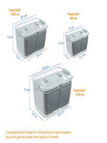 Juego de 3 recipientes para alimentos refrigerador envases herméticos apilables plástico resistente conservación almacenamiento transparente cocina hogar libre BPA fácil limpiar - Gris - Ver 4