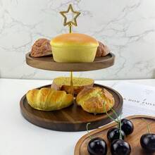 1pc Wooden Cake Stand Tray,Multi-Tier Cupcake Tower Cake Tray, Party Cake Cookie Snack Dessert Tray, DIY Cake Decorating Supplies - Brown - View 5