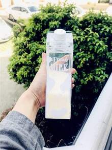 1 pieza Taza de vidrio de leche transparente cuadrada, diseño minimalista y elegante para bebidas - Vaca - Ver 2