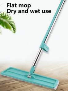 1pc Hands-Free Mop, Flat Mop With Stainless Steel Handle, Wet & Dry Use, Rotating Mop Pad, Clip-On Design With Wring, Tile & Hardwood Floor Cleaning, Bathroom Cleaning Tool, Absorbent Mop, Wood Floor Flat Mop (Includes Mop Pad*1), Protects Floor, No Residue - Multicolor - View 12