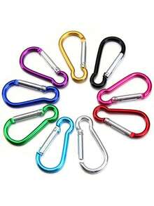 5/10/30/50个装散装弹簧登山扣钥匙扣，铝制D形环扣，适用于背包、旅行、露营、徒步 - 彩色 - 查看 3