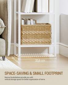 HaluPeit Bookshelf, 6-Tier Standing Shelf, Narrow Shelves, Open Shelf, Industrial Style, Metal Frame, Suitable For Study, Living Room, Bedroom, Kitchen - White - View 6