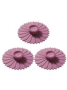 1/3 件硅胶杯盖，可重复使用花形杯套，适用于热饮和茶壶，返校季 - 彩色 - 查看 13