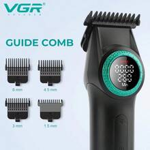 VGR Hair Clipper Professional Cordless Trimmer Electric Adjustable Hair Clipper Digital Display Clipper Adjustable Speeds Charging Base Barber Hair Clipper Gift Sets Holiday Gift V-977 - 彩色 - 查看 3