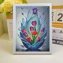 1pc Diamond Painting Kit, 5D DIY Full Round Diamond Painting Set, Flower Watercolor Picture, Rhinestone Embroidery Kit, Unframed, Suitable For Home Decoration, Birthday Gift, Beginner Adults - Multicolor - View 7