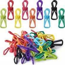 20 buc. Agrafe metalice colorate, Agrafe utilitare acoperite cu PVC, Agrafe pentru genți, Agrafe pentru pachete de alimente, Agrafe pentru etanșare a alimentelor, Agrafe pentru uscare prosoape haine, Agrafe pentru agățat pentru lenjerie de corp șosete