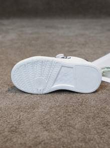 1 Paio di Sneaker Casual Bianche Versatili per Bambini, Scarpe Piatte Studente Comode e Traspiranti con Ricamo cartoni animati, Scarpe da Ginnastica Sportive di Stile Campus alla Moda