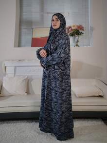 Women's Ditsy Floral Wrap Robe, Zippered Abaya Shawl Cardigan, Lightweight & Breathable Year-Round