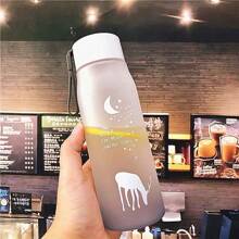 1pc 560ml Straight Tall Heatproof Frosted Glass Water Bottle, Large Capacity Portable Summer Drinkware With Anti-Drop Design