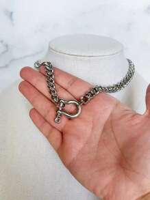 1 buc bijuterii impermeabile 18K placate cu aur din oțel inoxidabil cutie lanț Choker dublă culoare cataramă groasă pandantiv colier pentru femei bijuterii