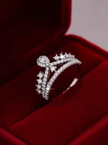 1pc Minimalist Fashionable Unique Luxury Crown-Shaped Cocktail Ring, Gift For Ladies, Mother's Day, Party, Birthday