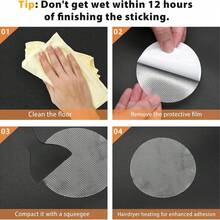 20PCS Anti-Slip Bathtub Stickers Round Shower Grip Decals With Scraper For Bath Tub, Shower & Stairs - 清除 - 查看 8