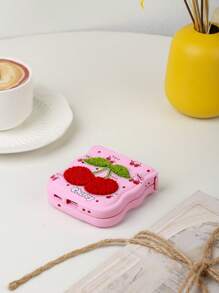 1pc 3D Embroidered Cherry Macaron Silicone Texture Protective Phone Case With Wave Shape, Shock-Proof, Compatible With Samsung Galaxy Z Flip3 5G, Galaxy Z Flip4 5G, Galaxy Z Flip5 5G, Galaxy Z Flip6 5G