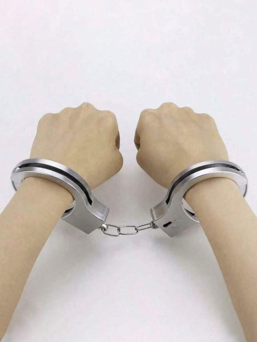 Popular Silver Plated Plastic Handcuffs, Police Toy Handcuffs For Catching Thieves, Interactive Props For Restraining Parties And Gatherings - Multicolor - View 1