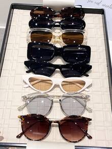 6/8副装女士几何框复古Y2K时尚眼镜，适合日常生活、海滩派对、街头摄影，是夏季海滩度假、户外活动和旅行的理想配饰。 - 彩色 - 查看 7