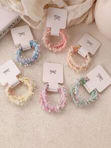 2pcs Sweet And Cute Colorful Hair Scrunchies For Girls, Plush, Leather Tendons, Tie Head Rope, High Elasticity Hair Accessories For Girls Ponytail Holders Hair Elastics Hair Rubber Bands Scrunchies, Hair Bobbles ,Home,Skincare Accessories,Hair Rope Hair Ties Head Accessories