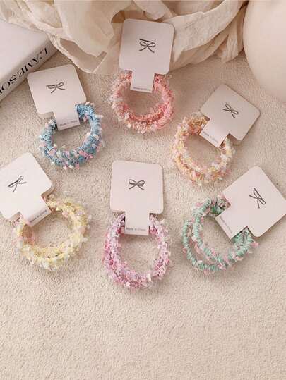 2pcs Sweet And Cute Colorful Hair Scrunchies For Girls, Plush, Leather Tendons, Tie Head Rope, High Elasticity Hair Accessories For Girls Ponytail Holders Hair Elastics Hair Rubber Bands Scrunchies, Hair Bobbles ,Home,Skincare Accessories,Hair Rope Hair Ties Head Accessories