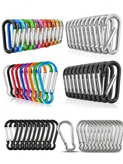 5/10/30/50Pcs Carabiner Caribeaner Clip Keyring Bulk Spring Snap Hook Key Chain Clip Aluminum D Ring Small Carabiners For Backpacking, Camping, Hiking