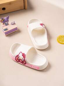 Sanrio 1 Pair Authentic Hello Kitty Children's Slippers, Cartoon All-Season Slippers, Anti-Slip Bathroom Home Slippers, Suitable For Girls, KT Cat Slippers, Anti-Slip Breathable Ultra-Light And Cool Slippers, Suitable For Outdoor, Beach, And Water Wear - White - View 5