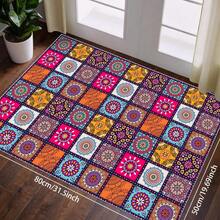 Bohemian Abstract Pattern Style Doormat, Suitable For Indoor And Outdoor Use, Low-Profile Design, Machine-Washable Rug, Dotted Non-Slip Backing, Ideal For Front Doors And Entryways Outdoor Rug Door Mat Bathroom Decor Summer - Multicolor - View 31