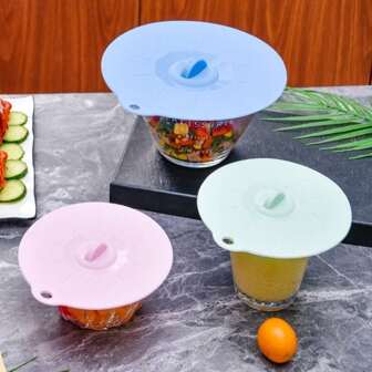 New Silicone Fresh-Keeping Lid Dust-Proof Easy To Clean Anti-Spill Cover Leak-Proof Multifunctional Sealed Cover Kitchen Gadget