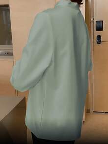 Women's Long Sleeve Solid Color Tie Neck Elegant Commuter Blouse For Autumn - Bean Green - View 2