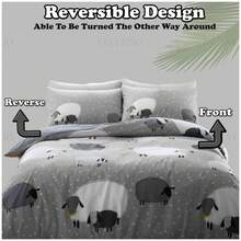 VELVETIO Sheep Printed Duvet Cover Set Reversible Bedding Soft And Cozy Skin Friendly With Matching Pillowcases Single Double King Sizes