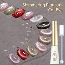 Jillradia 10ml 8 Colors Cat Eye Magnetic Gel Nail Polish Soak Off Uv Led Lamp Nail Polish Nail Art For Women Gift-With Magnetic Stick Included