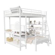 Bunk Bed, Space-Saving, Multifunctional Design, Integrated Shelves, Sturdy Metal Frame