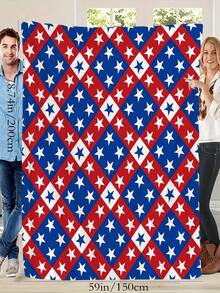 1 pieza Manta de peluche con estampado del Día de la Independencia, regalo del Día de la Independencia, manta suave y cómoda para la siesta, el aire acondicionado, regalo del Día de la Madre, picnic, camping, viaje, coche, decoración del hogar, regalo festivo