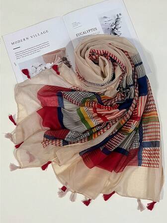 1 件波西米亚花卉优雅独特海滩旅行照片多功能时尚角色扮演海边披肩，异国风情派对围巾，秋冬新款女士