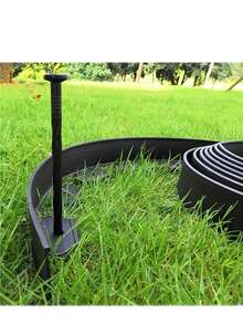 PE Material No-Dig Garden Edging Kit, 16.4 Ft Black Landscape Border, 2-Inch Height, Durable & Easy To Install, With 15 Anchoring Stakes, For Flower Beds, Tree Rings & Walkways - Multicolor - View 13
