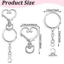 45pcs/75pcs Heart-Shaped Swivel Spring Clips, Zinc Alloy Keychain Parts Kit, Flat Split Ring With Chain, Suitable For Jewelry Making, DIY Craft, Keychain Lanyard - One Size - View 2