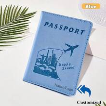 Customized Multi-Language, Logo, Number Fashionable Passport Holder With City Landscape Design, Portable Passport Wallet, Convenient For Going Out, Lightweight, Flip-Open, Business Style, PVC Lining, Wet Wipes Cleanable - Multicolor - View 15