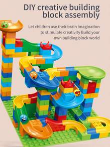 168Pcs Small Particle Assembly Slide Ball Building Block DIY Versatile Slide Track, Assembly Ball Splicing Toy, Suitable For Boys And Girls Puzzle Toys, Parent-Child Interactive Toys, Creative Gifts (Block Color And Shape Random, Ball Color Random)