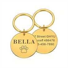 1pc Customizable Laser Engraved Personalized Text Metal Pet ID Tag, Metal Pet Cat/Dog Tag For Anti-Loss
