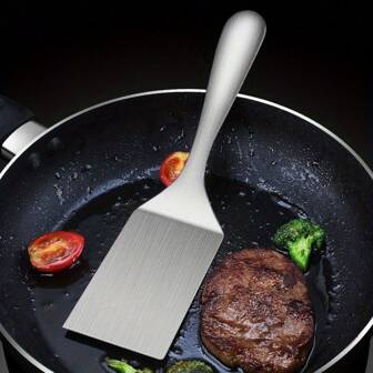 1pc Stainless Steel Spatula - Flat Spatula For Steak, Pancakes And Teppanyaki Cooking, Spatula, Durable Kitchen Tool, With Ergonomic Handle, Cooking Spatula Qspatula Kitchen Pancake Spatula Spatula Kitchen Tool