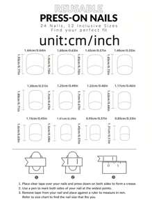 24pcs Short Square French Tip Nail Stickers Set, Simple White Edging Nail Art Design, Suitable For Party, Ball Or Daily Wear