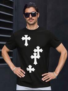 Playera Oversize Camiseta Cruces Unisex Frente o Espalda - Negro - Ver 1