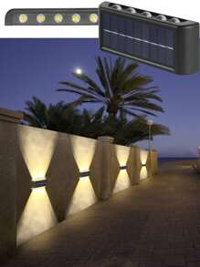 6pcs/1pc Outdoor Solar Wall Lights, Easy Installation, 8/10 LED Waterproof Up & Down Lighting Decorative Lamps, Suitable For Garden, Yard, Park, Wall