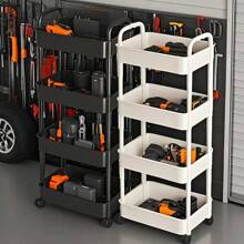 1pc 3-Tier Rolling Cart With 4 Wheels, Handle And 2 Lockable Casters, Storage Cart For Christmas Home Decor, Kitchen Supplies, Easy To Assemble, Suitable For Kitchen, Bathroom And Office, Utility Racks