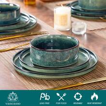 vancasso 12 Pieces Kitchen Dinnerware Set, Green Set, Stoneware Dinnerware, Plate And Straight Edge Bowl Set For 4 Person - Green - View 4