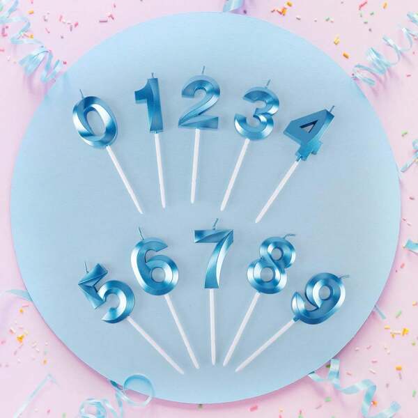 Blue Number Candle 0-9 Age Birthday Cake Candle Party Decorations