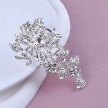 1pc Elegant Silver Flower Zinc Alloy Brooch, Fashion Jewelry Accessory For Women - Grace - View 6