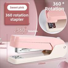1 pieza/3000 piezas Grapadora ligera y ergonómica, giratoria 360°, visualmente atractiva, colores brillantes, manual, estructura de hierro, fácil de grapar, adecuada para estudiantes y oficina, puede grapar hasta 25 páginas, temporada de regreso a clases